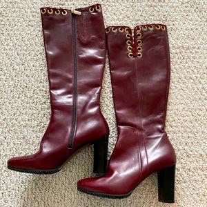 COPY - From Switzerland, brand is Navyboot leather burgandy knee boots - used &…